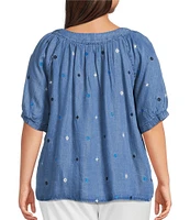 Westbound Plus Size Short Sleeve Square Neck Top