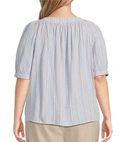 Westbound Plus Size Short Sleeve Stripe Square Neck Top