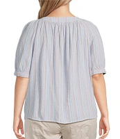 Westbound Plus Size Short Sleeve Stripe Square Neck Top
