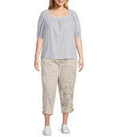 Westbound Plus Size Short Sleeve Stripe Square Neck Top