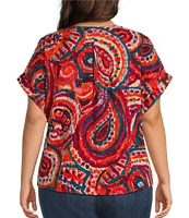 Westbound Plus Size Short Sleeve V-Neck Tie Front Top