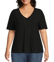 Westbound Plus Size Short Sleve V-Neck Top