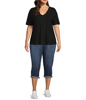 Westbound Plus Size Short Sleve V-Neck Top