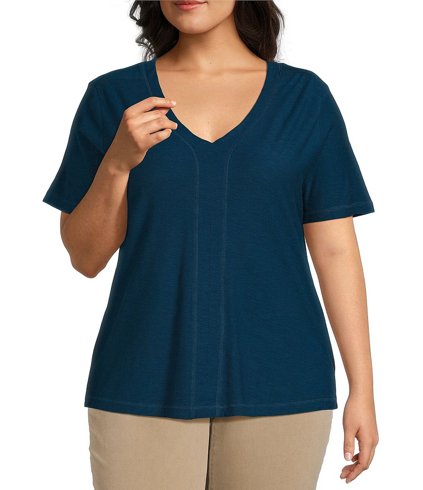 Westbound Plus Size Short Sleve V-Neck Top