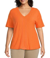 Westbound Plus Size Short Sleve V-Neck Top