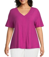 Westbound Plus Size Short Sleve V-Neck Top