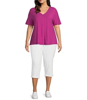 Westbound Plus Size Short Sleve V-Neck Top