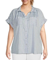 Westbound Plus Size the CAMP shirt Short Sleeve Collared Button Front Shirt