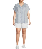 Westbound Plus Size the CAMP shirt Short Sleeve Collared Button Front Shirt