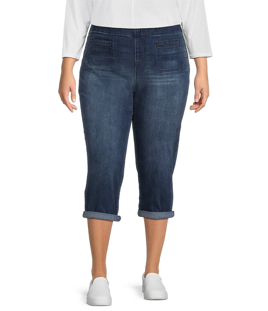 Westbound Plus Size the HIGH RISE fit Crop Pull-On Denim Jeans