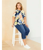 Westbound Plus Size the HIGH RISE fit Crop Pull-On Denim Jeans