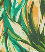 Westbound Plus Size Tropical Leaf Short Sleeve Crew Neck Top