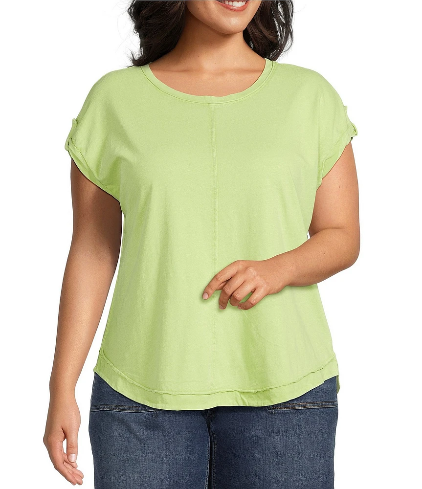 Westbound Plus Size Twist Sleeve Crew Neck Top