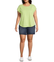 Westbound Plus Size Twist Sleeve Crew Neck Top
