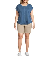 Westbound Plus Size Twist Sleeve Crew Neck Top