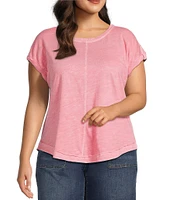 Westbound Plus Size Twist Sleeve Crew Neck Top