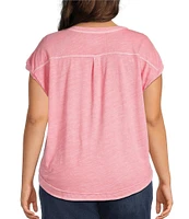 Westbound Plus Size Twist Sleeve Crew Neck Top