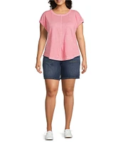 Westbound Plus Size Twist Sleeve Crew Neck Top