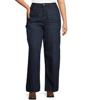 Westbound Plus Size Wide Leg Cargo Drape Denim Pants