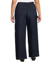 Westbound Plus Size Wide Leg Cargo Drape Denim Pants