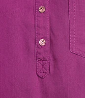 Westbound Pocket Front 3/4 Puff Sleeve Henley Top