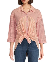 Westbound Point Collar Button Front 3/4 Sleeve Shirt