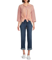 Westbound Point Collar Button Front 3/4 Sleeve Shirt