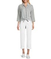 Westbound Point Collar Button Front 3/4 Sleeve Shirt