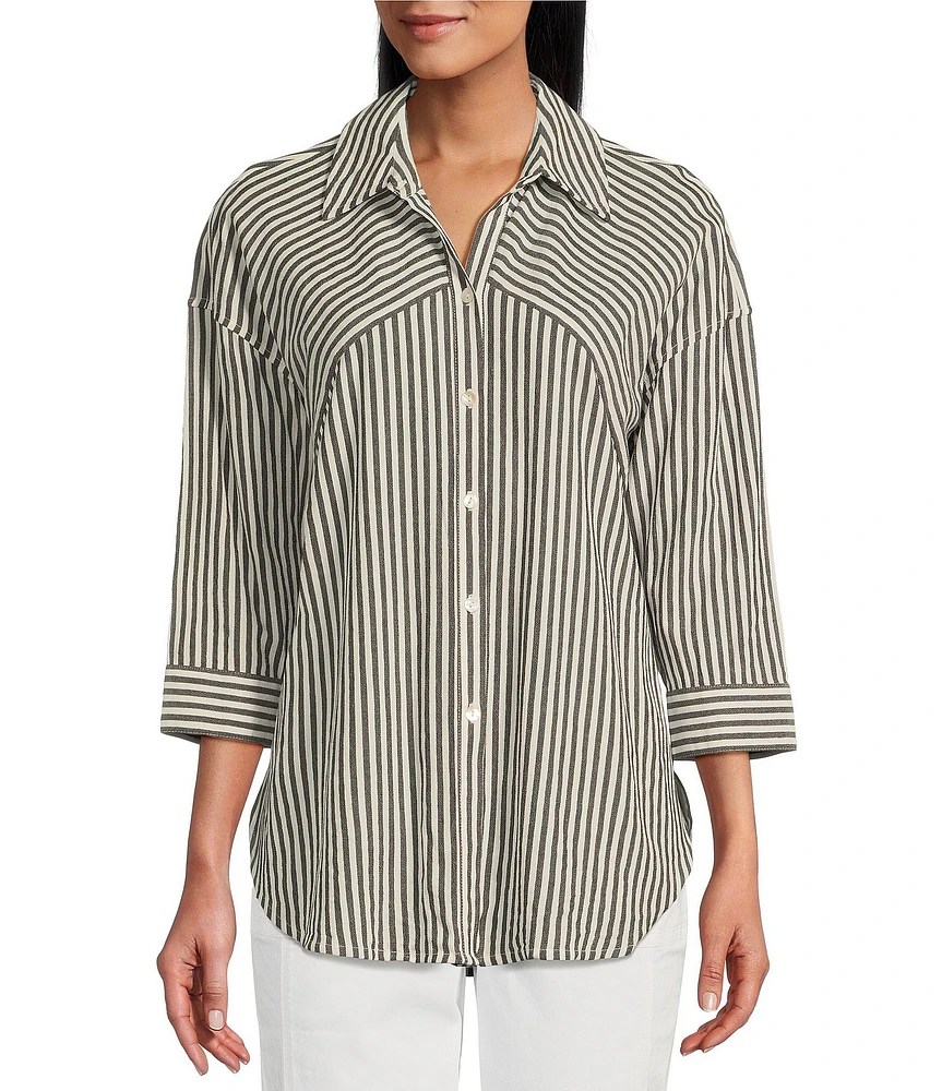 Westbound Point Collar Button Front 3/4 Sleeve Shirt
