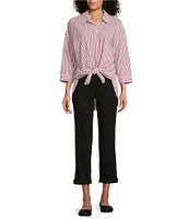Westbound Point Collar Button Front 3/4 Sleeve Shirt