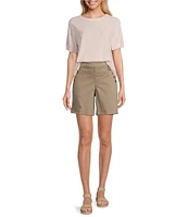 Westbound Pull-On Button Embellished Marina Shorts