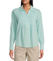 Westbound Roll Tab 3/4 Sleeve Point Collar Henley Top