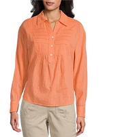 Westbound Roll Tab 3/4 Sleeve Point Collar Henley Top