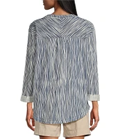 Westbound Rolled 3/4 Sleeve Faux Henley Top