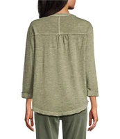 Westbound Rolled 3/4 Sleeve Faux Henley Top
