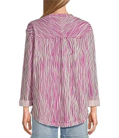 Westbound Rolled 3/4 Sleeve Faux Henley Top