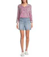 Westbound Rolled 3/4 Sleeve Faux Henley Top