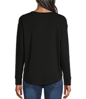 Westbound Round Neck Long Sleeve Knit Tee Shirt