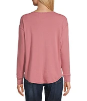 Westbound Round Neck Long Sleeve Knit Tee Shirt