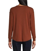 Westbound Round Neck Long Sleeve Knit Tee Shirt