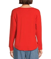 Westbound Round Neck Long Sleeve Knit Tee Shirt