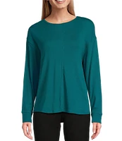 Westbound Round Neck Long Sleeve Knit Tee Shirt