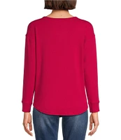 Westbound Round Neck Long Sleeve Knit Tee Shirt