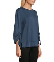Westbound Ruched Sleeve Crew Neck Top