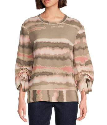 Westbound Ruched Sleeve Crew Neck Top