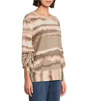 Westbound Ruched Sleeve Crew Neck Top