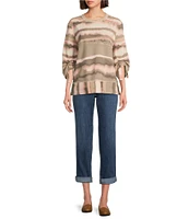 Westbound Ruched Sleeve Crew Neck Top