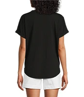 Westbound Short Sleeve Henley Neckline Knit Top
