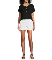 Westbound Short Sleeve Henley Neckline Knit Top