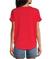 Westbound Short Sleeve Henley Neckline Knit Top